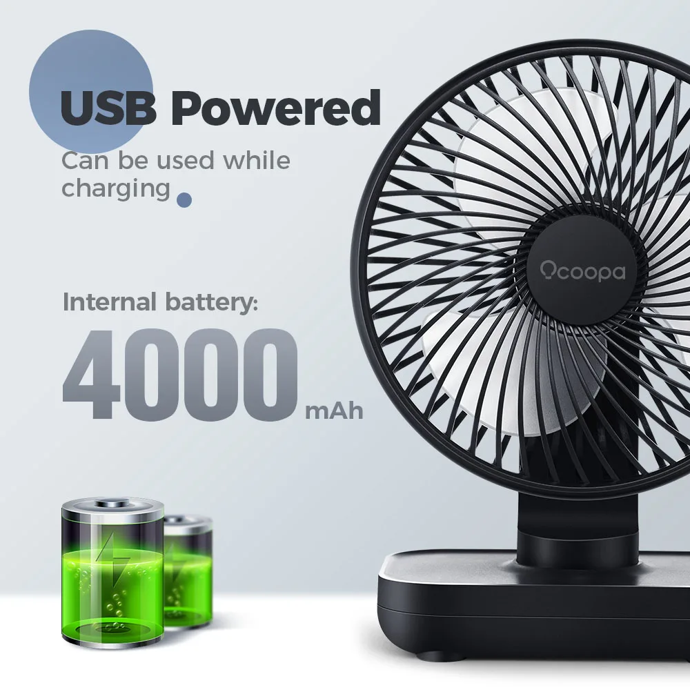 395g usb Office Rechargeable Table Desk Fan