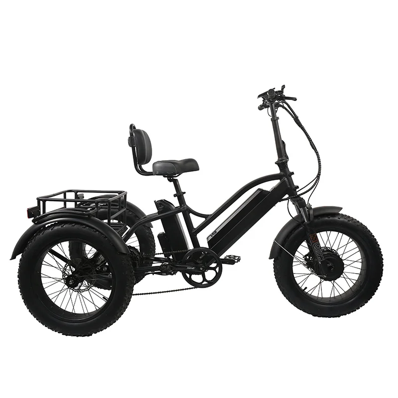 LCD Display 48V 500W Rear Hub Motor Fat Tire Electric Cargo Tricycle 48V 500W 3 Wheel Electric Bike With Pedals