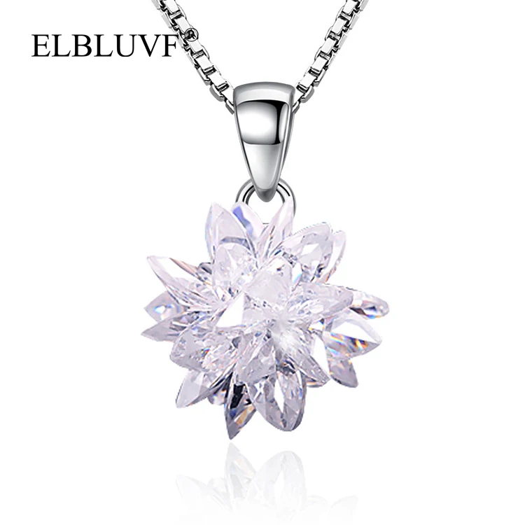 
ELBLUVF Hot Sell S925 Silver Plated Lucky Snowflake Shape Pendant Jewelry Accessories 