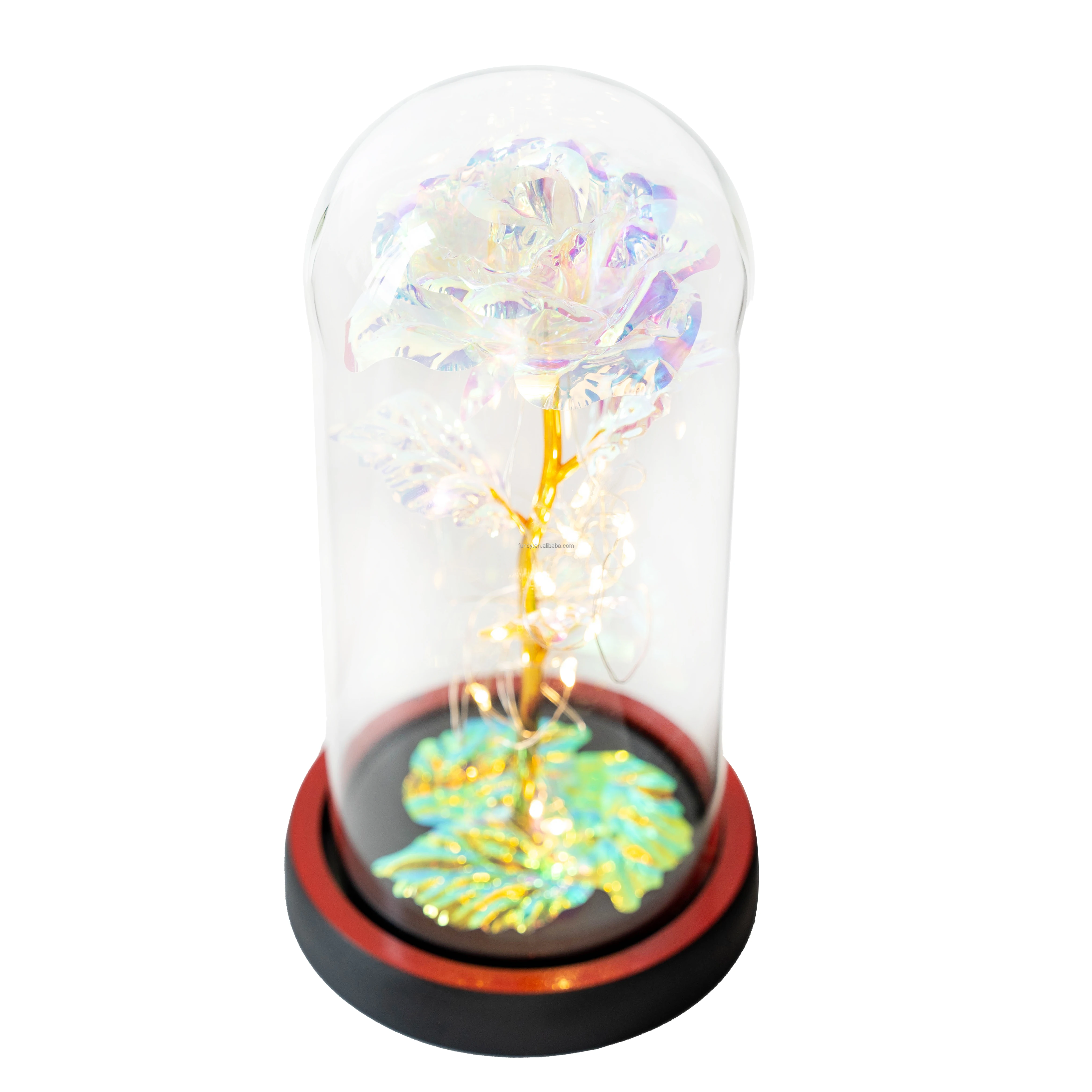 High Quality Birthday Wedding Homes Gift Led Light Up Flower Modern Style Enchanted Artificial Galaxy Rose in Glass Dome