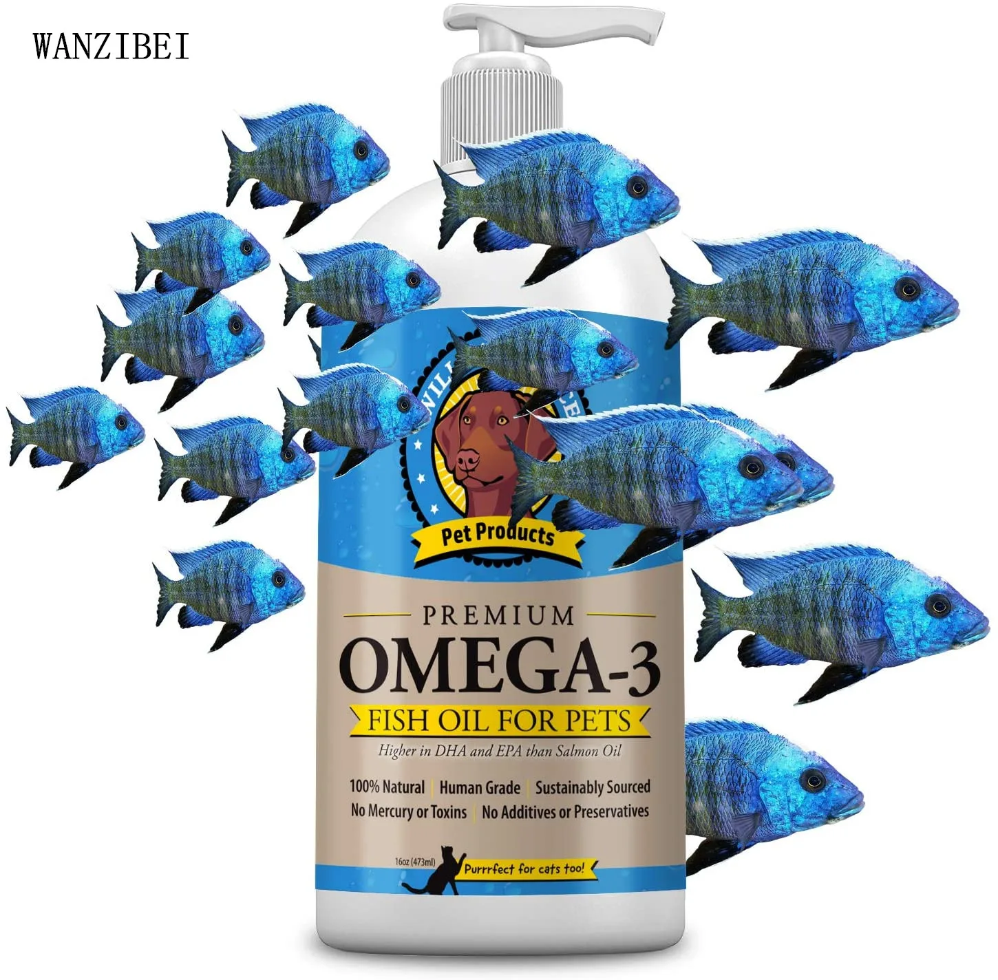 WANZIBEI Omega 3 Fish Oil for Dogs & Cats | All Natural Omega 3 for Dogs