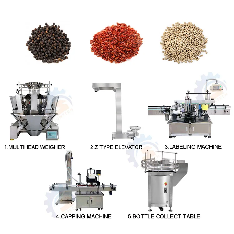 Automatic Nuts Peanuts Fish Skin Embryo Bud of Rice Beans Dried Fruit Gummy Plastic Bottle Granule Weighing Filling Machine
