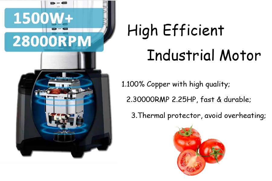 Digital Powerful Commercial Blender Stainless Steel Electric Juicer Smoothie Cooking Digital High Power Juice Blender