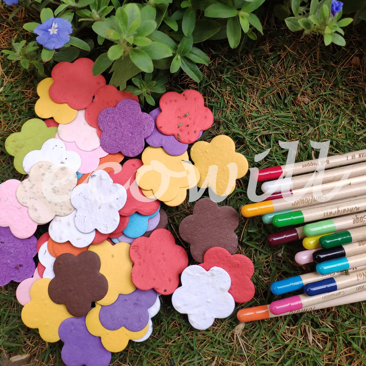 Plantable Seed Paper Shape Confetti  with Botantical Verb Veggie Flower Seeds