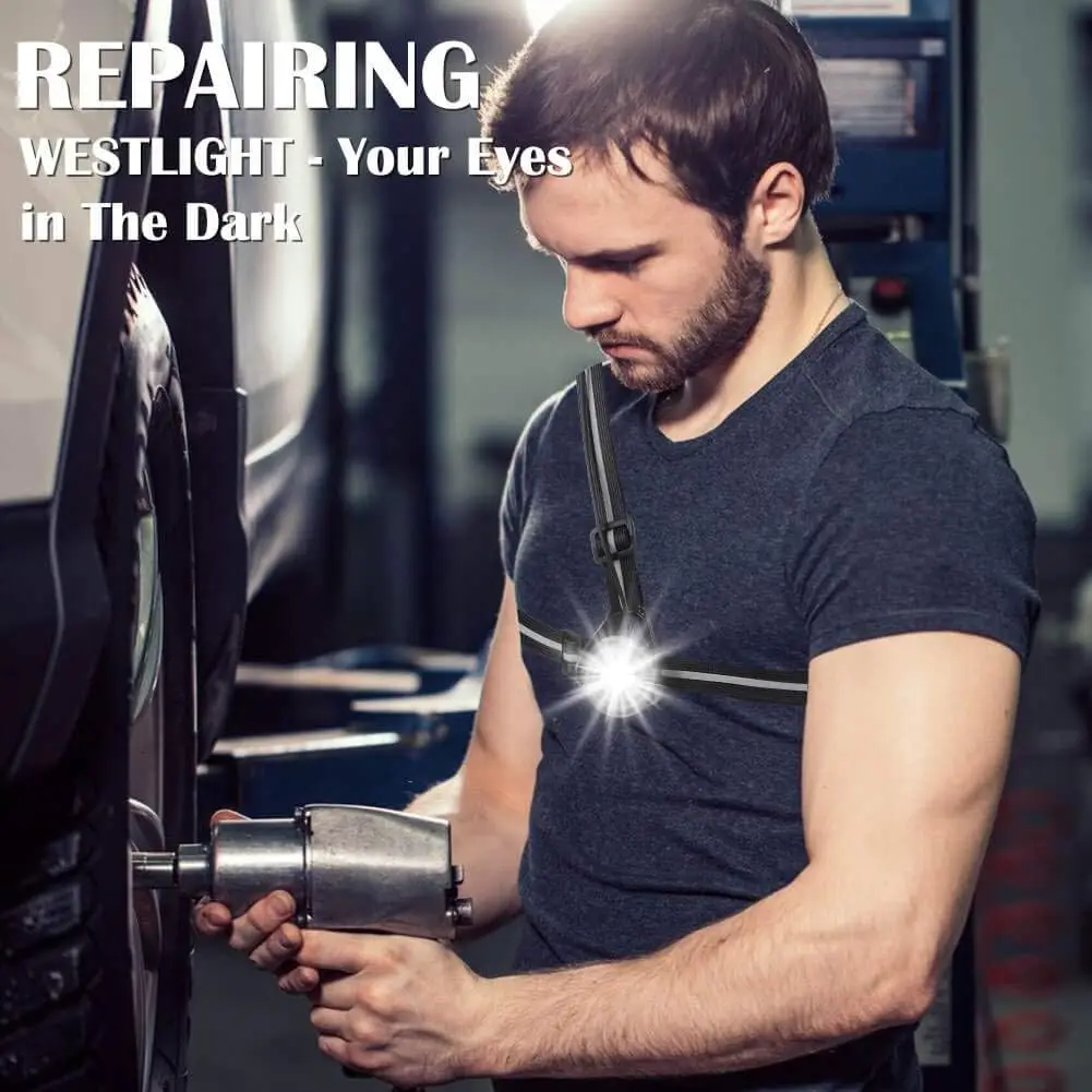 USB-C Type Rechargeable LED Running Chest Light Back Warning Light 90° Adjustable Beam for Hiking Jogging Outdoor Adventure