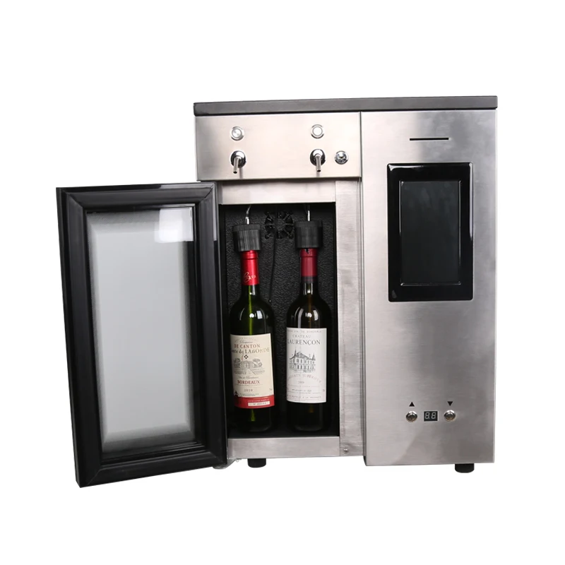 IC Card Stainless Steel Beverages Drink Dispenser Wine 2Bottle Wine Dispenser Cooler For Sale