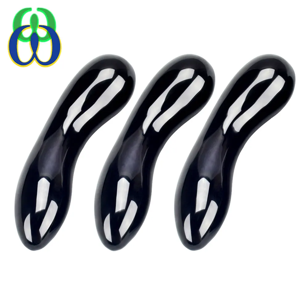 Natural black long quartz obsidian crystal massage wand