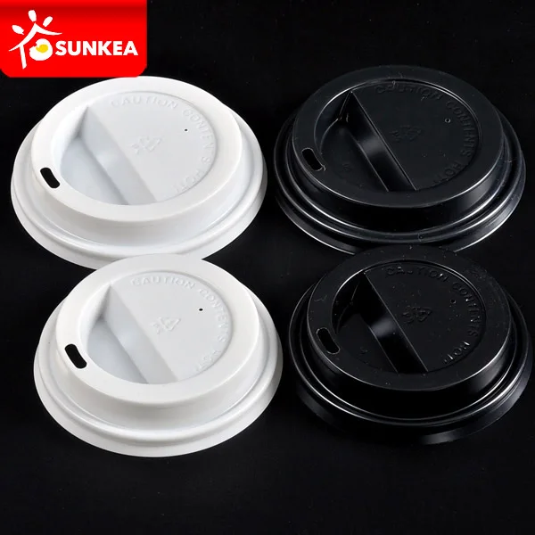 Disposable 40mm 70mm coffee paper cup black plastic lid