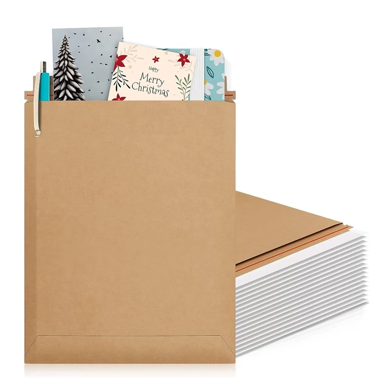 6x 8 inch resist bending stay flat rigid mailers self adhesive seal kraft cardboard envelopes for shipping collectibles