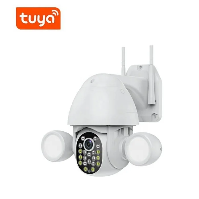 Factory Direct Supply Waterproof IP66 Tuya 5MP Auto Tracking Outdoor Floodlight Garden Light PTZ Wifi Camera