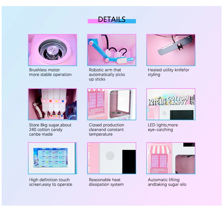 Shopping Mall Amusement Park School Use 32 Flowers Cotton Candy Machine Snack Cotton Candy Making Vending Machine