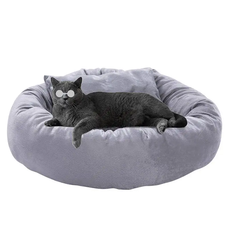 pet bed dog cat traditional new trend round shaped removable cover indoor portable cozy anti-anxiety dog nest pet bed