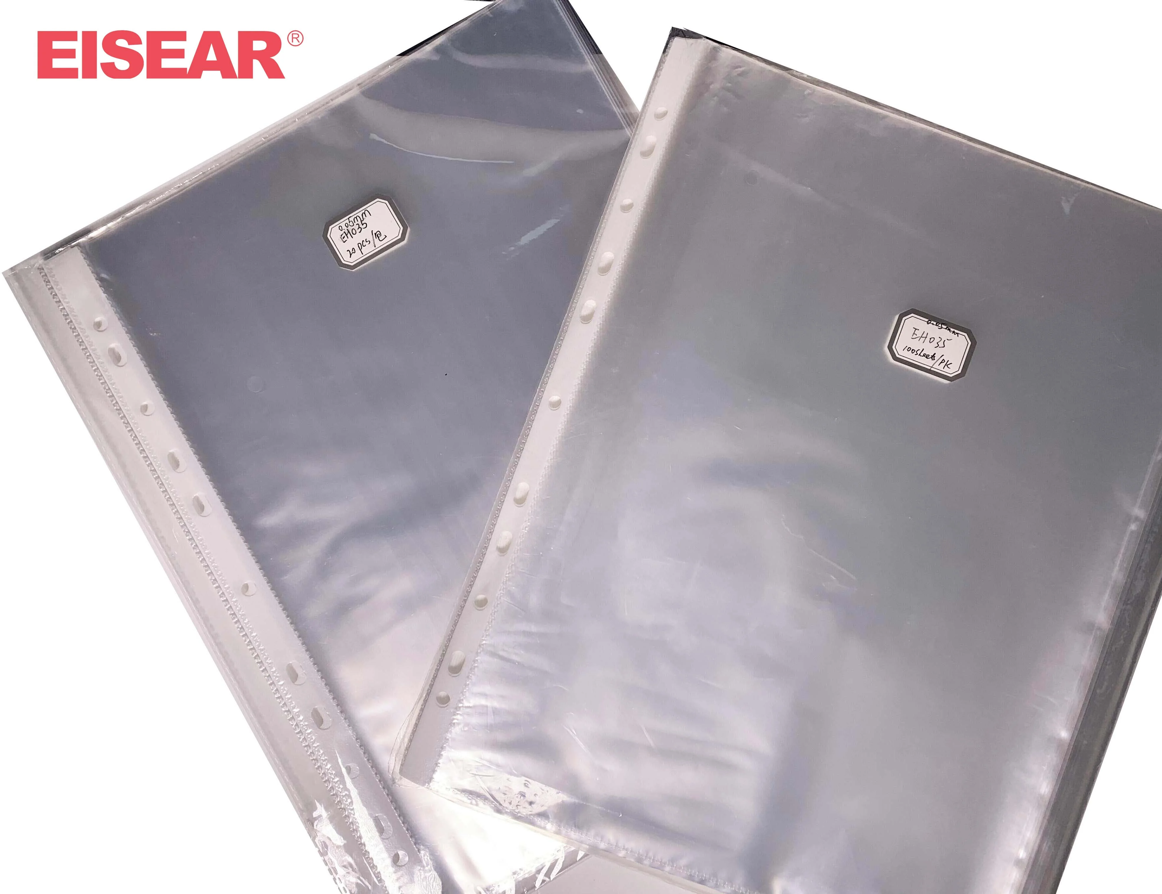 A4 Standard size Top quality  11hole  loose-leaf left PP Plastic Waterproof Loading Paper Sheet Protector Poly Clear  bag