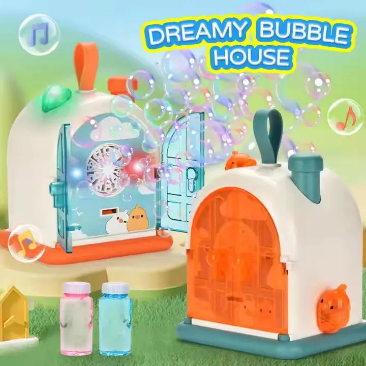Dreamy House Bubble Machine Toy With Light Automatic Fantasy Bubble Blower Machine Toy Outdoor Soap Water Toy Best Gift For Kids
