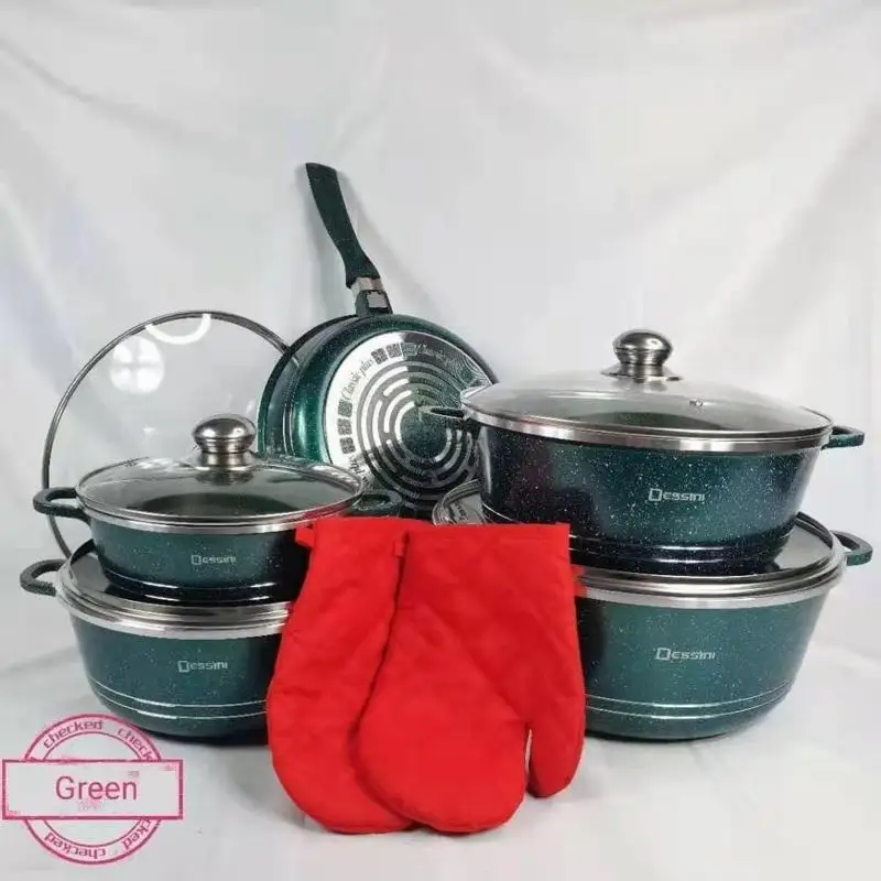 10pcs die cast cookware home induction pot casserole dish with lid sartenes aluminio food pot luxury cookware set