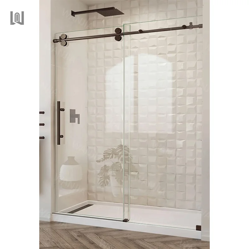 Hotel apartment interior bathroom frameless glass door glass shower door sliding shower enclosure modern design shower door