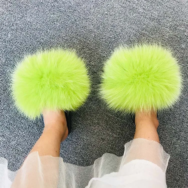 New baby kids Real Raccoon fur slides newborn toddler Fur Slides children fuzzy shoes indoor outdoor large animal fur Slippers