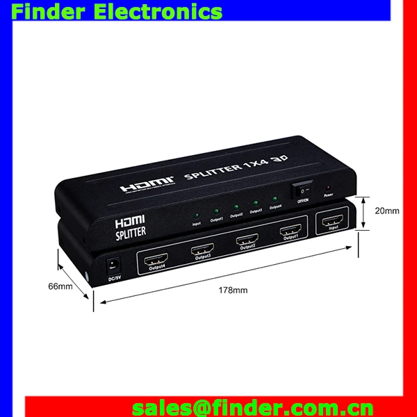 4K 4Port HDMI Splitter 1x4 HDTV Distribution Amplifier Support 3D