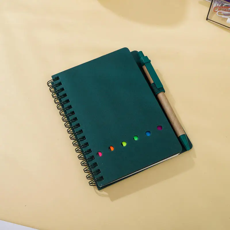 Coil notebook kraft paper cover Sticky note set Five-color coil book guestbook Message note Customizable LOGO