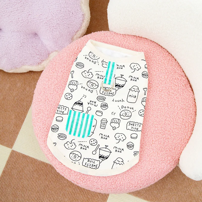 Pet Vest Clothes Cute Dogs T-Shirt Summer Printed Pattern Cotton Soft Breathable Small Cats Dogs Vest for Puppy Dogs