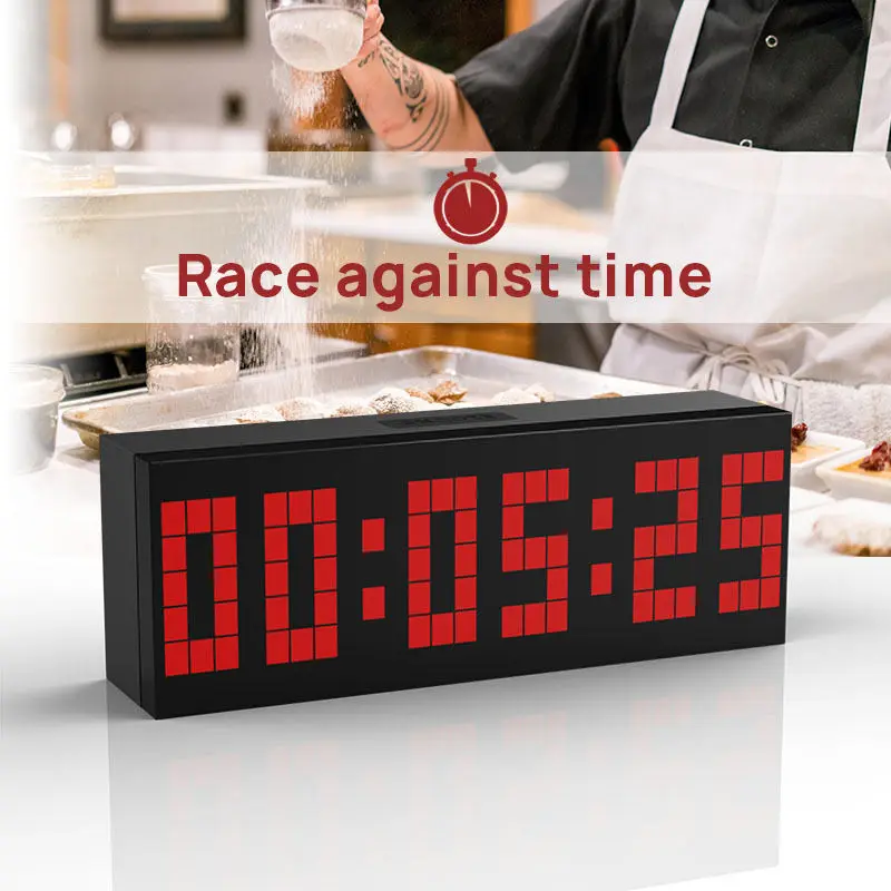 YIZHI Large Big Number Jumbo LED Snooze Wall Desk Alarm Clock Count Down Timer with Pixel Calendar