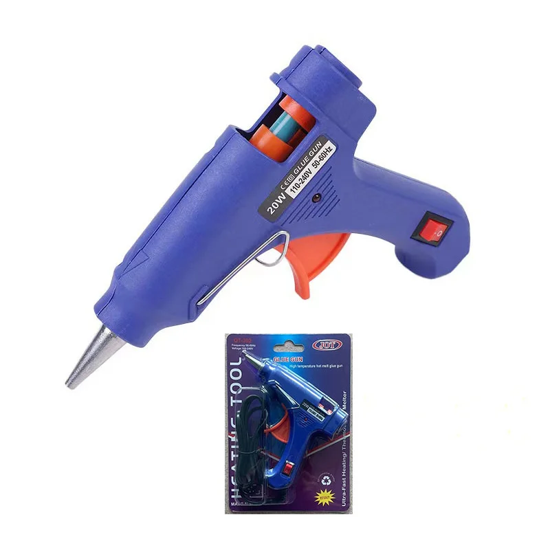 20W Colorful Plastic Battery Rechargeable Hot Melt Glue Gun With 30pcs 7mm Glue Stick For Handmade Arts Crafts