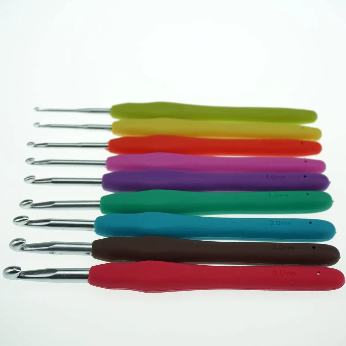 
9 Pcs Ergonomic Grip Crochet Hooks Set Bright and Fun Colors,Aluminum Crochet Hooks Set 