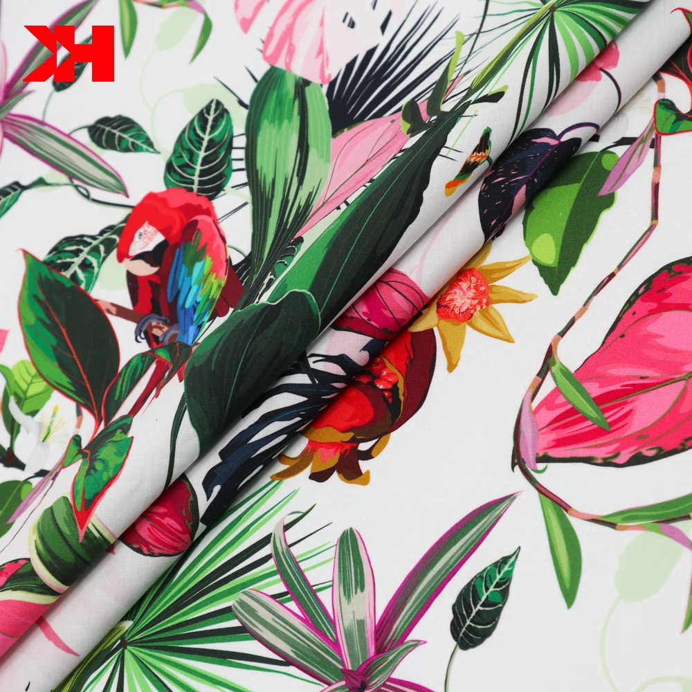 hawaii design custom printed 100 cotton stock poplin fabric for t shirt cotton