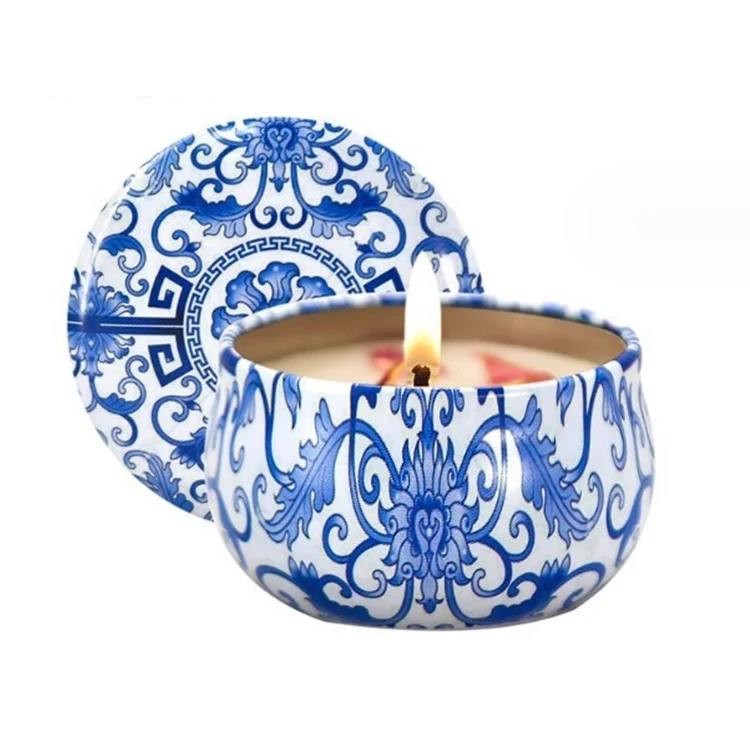 Custom Wedding Handmade Fragrance Small Tin Cans Scented Candles Birthday Dried Flowers Soy Wax Aromatherapy Candles