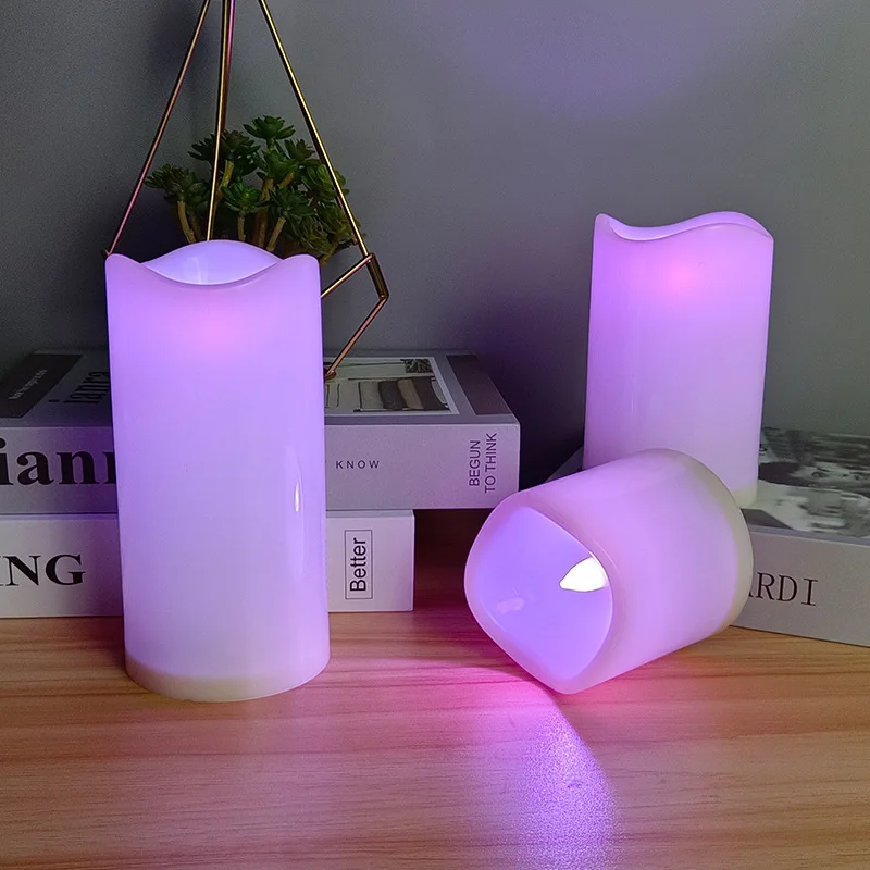 New Battery Operated Flameless Remote Control Color Changing RGB Plastic Candle Light for Wedding Birthday Party Decoration
