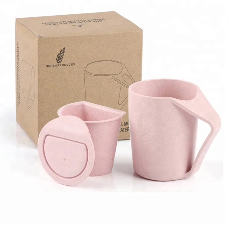 Hot Sales Eco Friendly Biodegradable Reusable Wheat Straw Travel Coffee Mugs With Custom Logo Printed