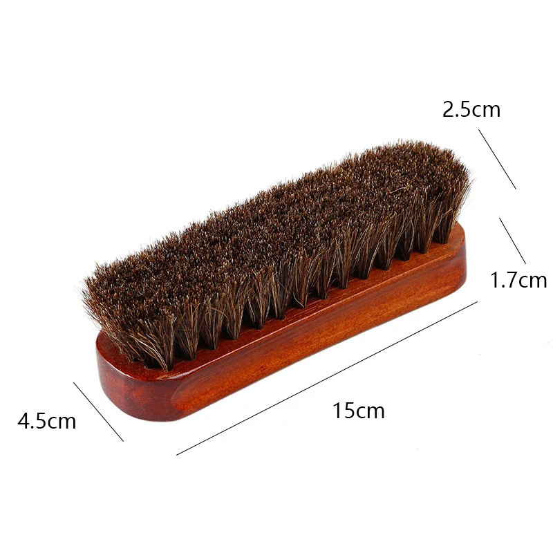 Wooden shoe brush, Leather shoes polishing brush with Iron box, wooden horsehair shoe brush set