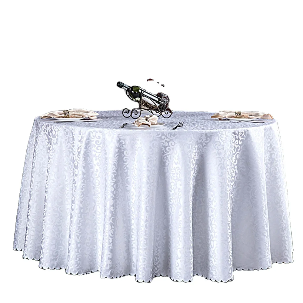 Table Cloth Luxury for Wedding Round Polyester 132 Round White Jacquard 100% Polyester Floral Knitted Provide Party Tablecloths