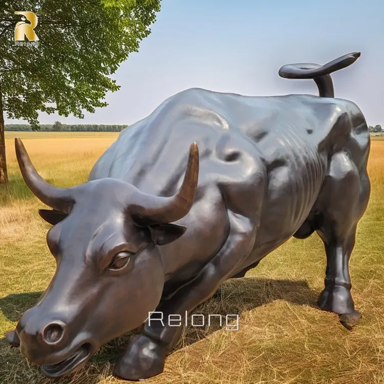 Outdoor City Decoration Life Size Wall Street Metal Animal Sculpture Bronze Bull Statue for Sale