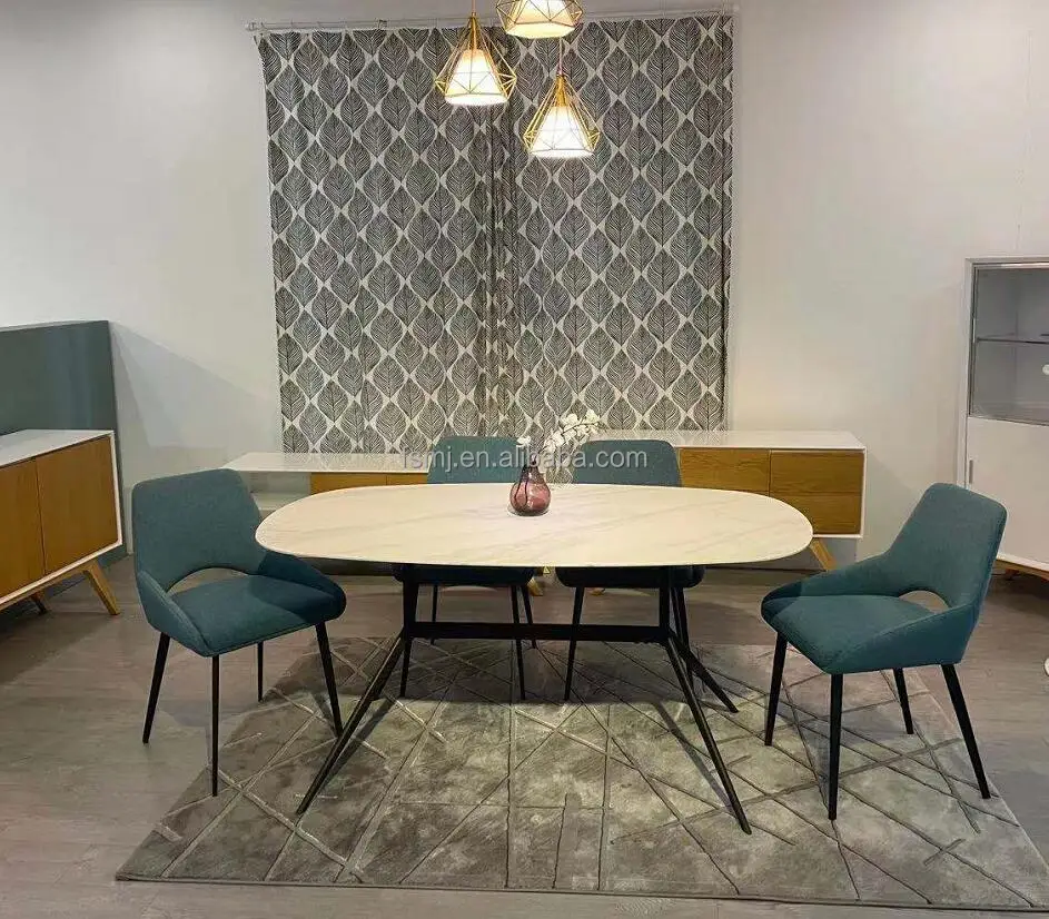 Discount dining table scandinavian room furniture Cheap Tables And Chairs sintered stone table top with metal base