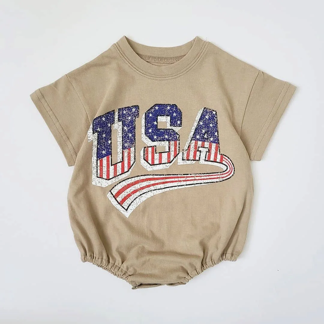 Baby 4th of July Outfit Boy Girl Brothers Sisters Matching Clothes Baby Romper/Toddler Shirts+Shorts American Flag Set