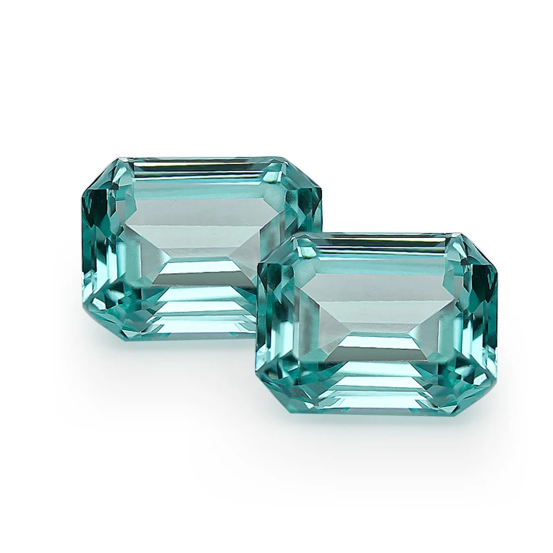 Factory Prices 3CT Excellent Emerald Steps Cut Lab Created Green Paraiba Tourmaline Gems