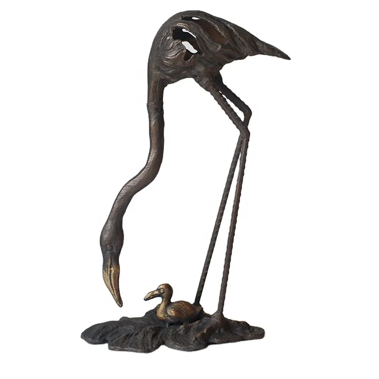 Cast iron antique copper flamingo, high value metal garden decor, latest new garden metal decoration