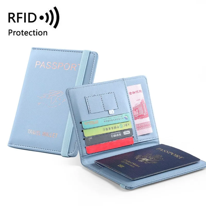 Family PU leather low price designer  wholesale 2 fold passport cover RFID blocking  best travel wallet passport holder