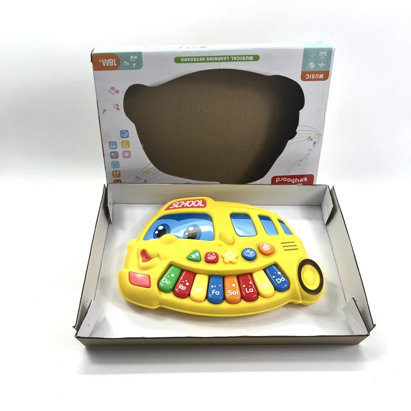 Kids Educational Musical Piano Toys Electric Cartoon Bus Organ With Light And Music