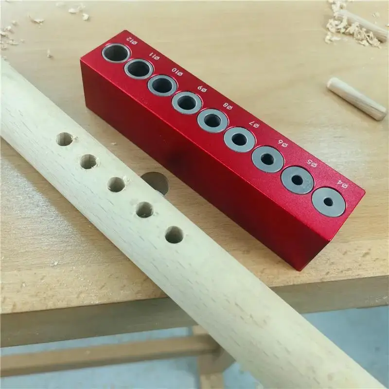 4-12mm Vertical Hole Drilling Guide Aluminum Alloy Pocket Hole Doweling Jig Self-centering Punching Hole Locator Woodworking Jig