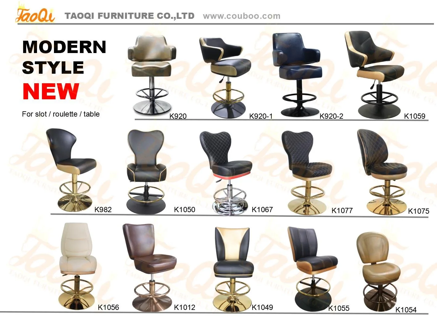 K920-1 Resort Chair Gas Lift Armrest Bar Stool Swivel Adjustable Height Slot Gaming Poker Casino Bar Chair