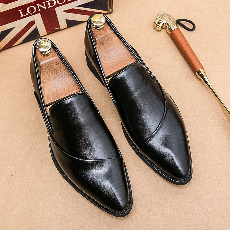 2023 Wholesale New Fashion Business Casual Shoes Lightweight Men's Dress Shoes Slip On Loafers Formal Leather Shoes For Men