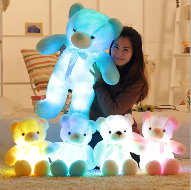 Светодиодный Мишка 30 см Led Плюшевые мишки мягкие животные плюшевые игрушки красочные светящиеся Teddy Bear Рождественский подарок для детей
