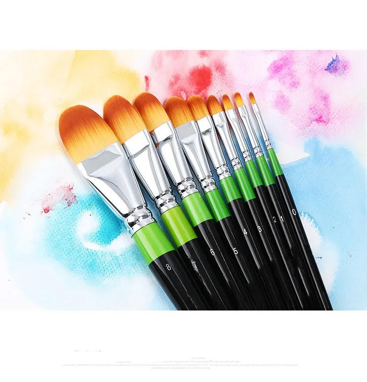 Wood Handle Nylon Painting Brushes Set for Artist Oil Acrylic Painting Drawing Water Color oil painting Body Face