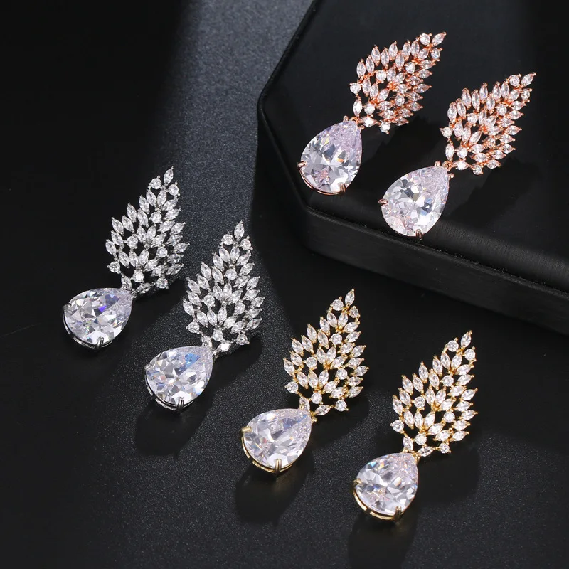 Корейские женские серьги-гвоздики 2021 с фианитами, трендовые серьги 3 А + с фианитами для помолвки, свадебные серьги с кристаллами для невесты