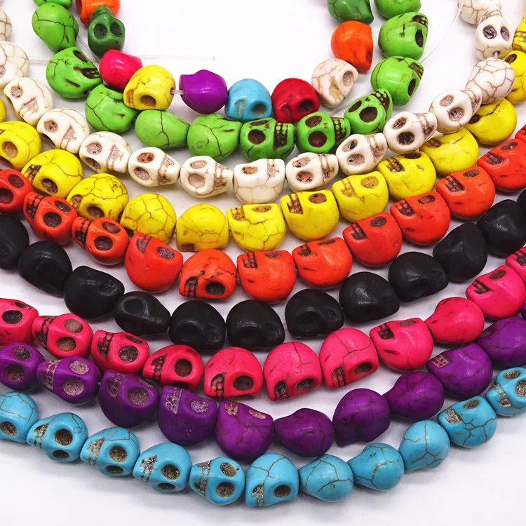 Natural Stone Beads Turquoises Skull Shape Loose Isolation Beads Semi-Finished For jewelry making DIY Necklace Bracelet Accessor