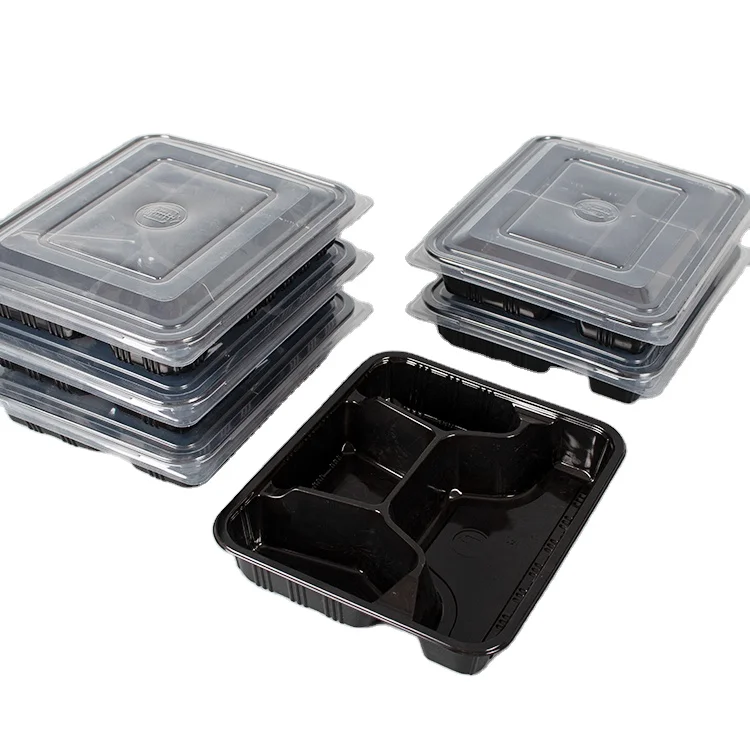 
Meal Prep Food Packaging Multi Compartment Plastic Food Container With Lid Take Out Disposable Lunch Bento Box 