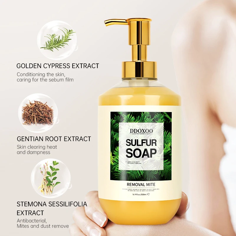 DDO Anti Bacterial Sulfur Bath Medicated Body Wash Acne Sulfur Soap Liquid