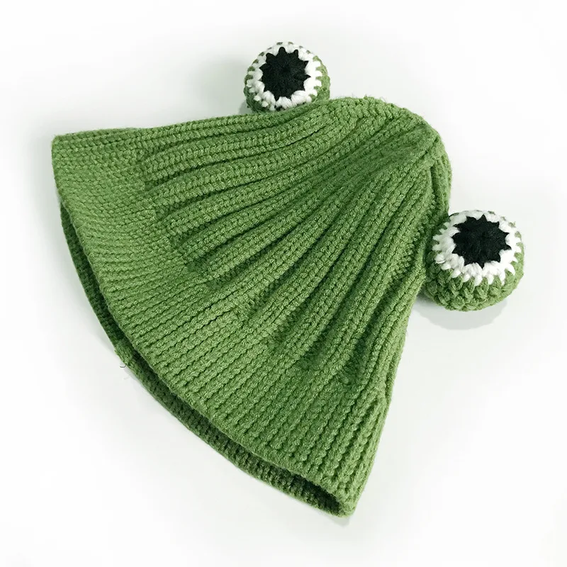 
Kids Frog Knitted Hat Kawaii and Cute Big Eyes Frog Hat For Boy and Girl 
